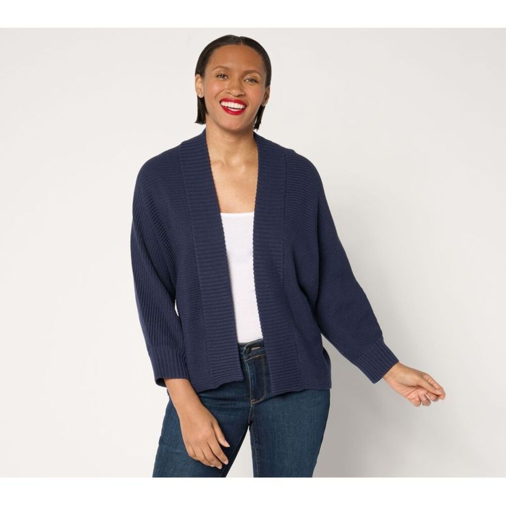 Wacoal Women's Top Plus Sz Sweater 3X Dare to be Bright Shaker Knit Blue A679822